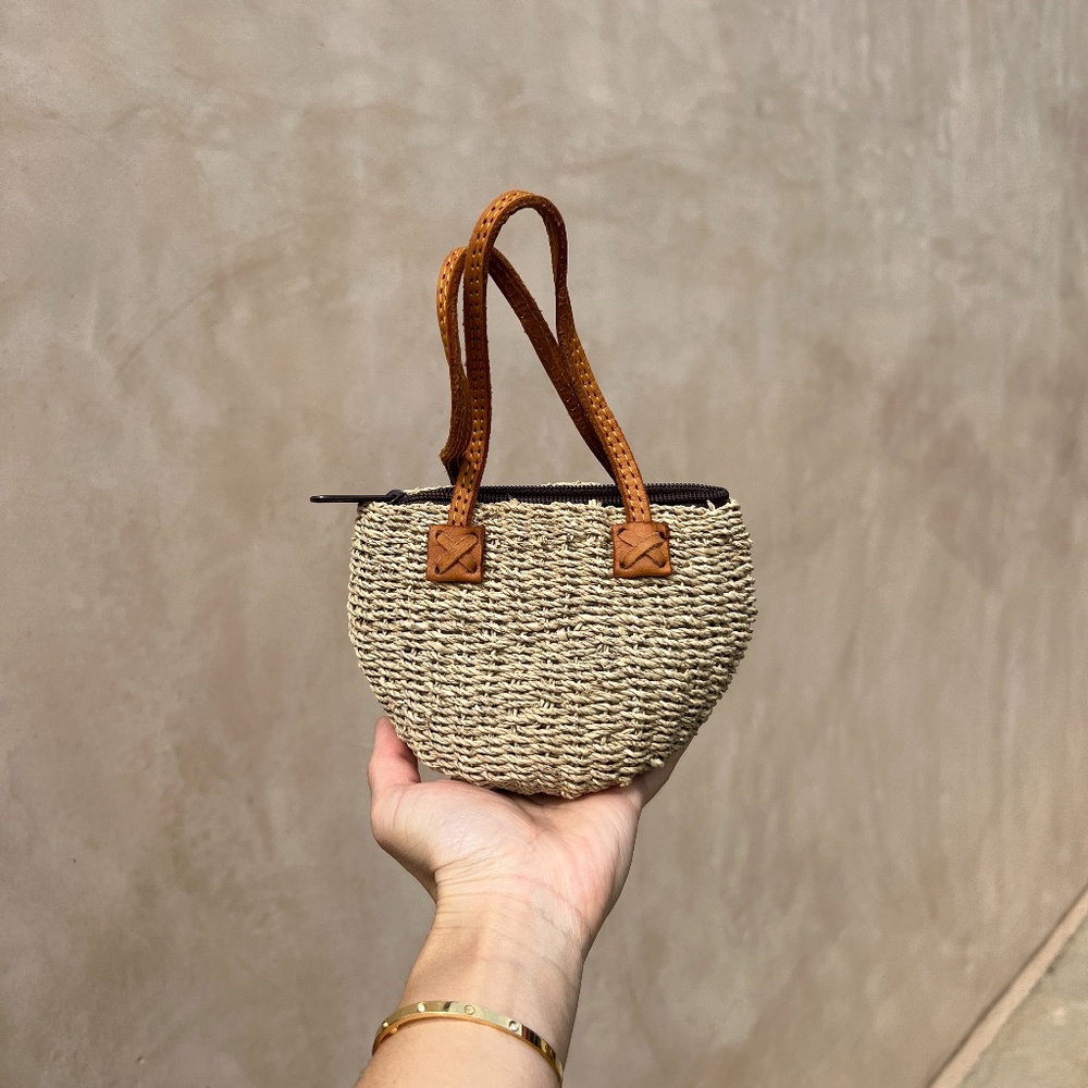 Micro Basket Bag with Leather Straps